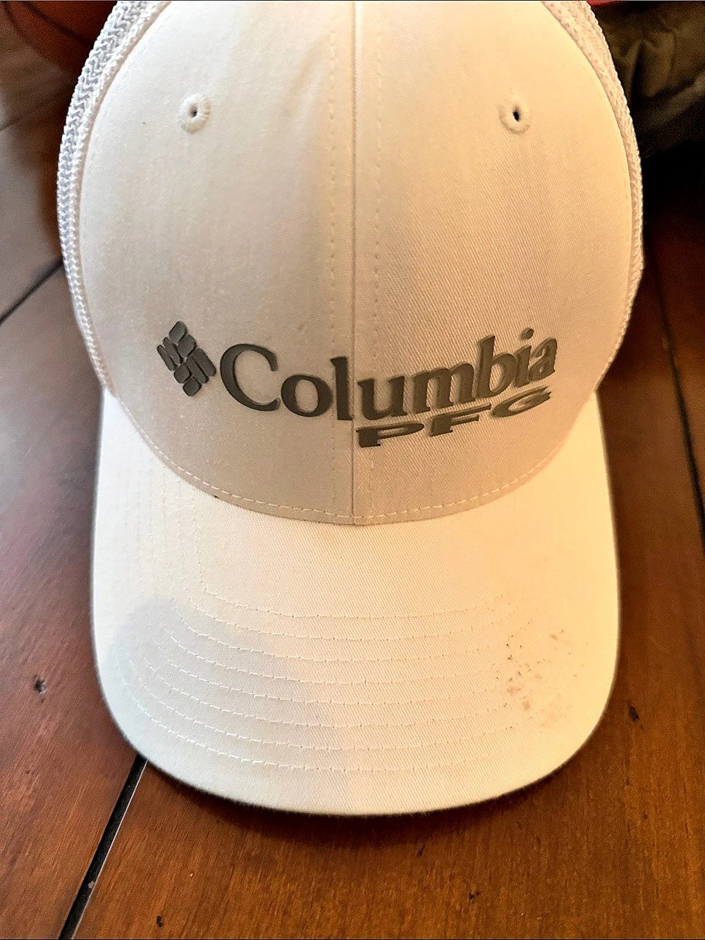 Columbia PFG Mesh Snap Back Fish Flag Ball Cap White